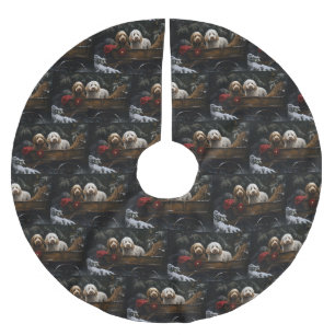 Cockapoo Sneeuw slee Santa decoratie Kerstboom Rok