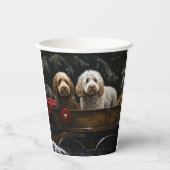 Cockapoo Sneeuw slee Santa decoratie Papieren Bekers (Voorkant)