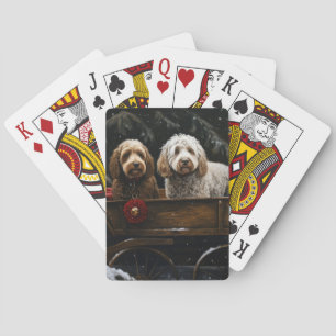 Cockapoo Sneeuw slee Santa decoratie Pokerkaarten