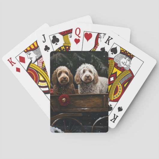 Cockapoo Sneeuw slee Santa decoratie Pokerkaarten (Achterkant)