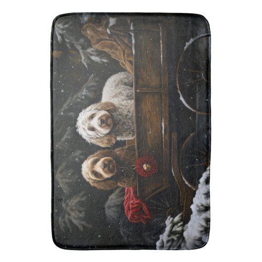 Cockapoo Snowy Sleigh Kerst Decor Badmat (Voorkant Verticaal)