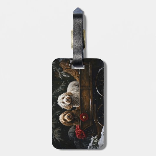 Cockapoo Snowy Sleigh Kerst Decor Bagagelabel (Achterkant verticaal)