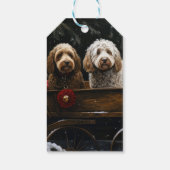 Cockapoo Snowy Sleigh Kerst Decor Cadeaulabel (Achterkant)