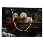 Cockapoo Snowy Sleigh Kerst Decor Groot Cadeauzakje (Achterkant)