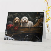 Cockapoo Snowy Sleigh Kerst Decor Kaart (Gele Bloem)