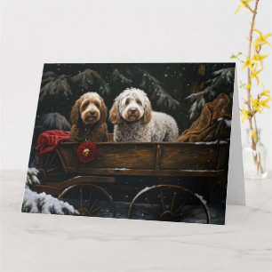 Cockapoo Snowy Sleigh Kerst Decor Kaart