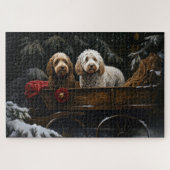 Cockapoo Snowy Sleigh Kerst Decor Legpuzzel (Horizontaal)