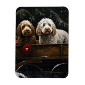 Cockapoo Snowy Sleigh Kerst Decor Magneet (Verticaal)