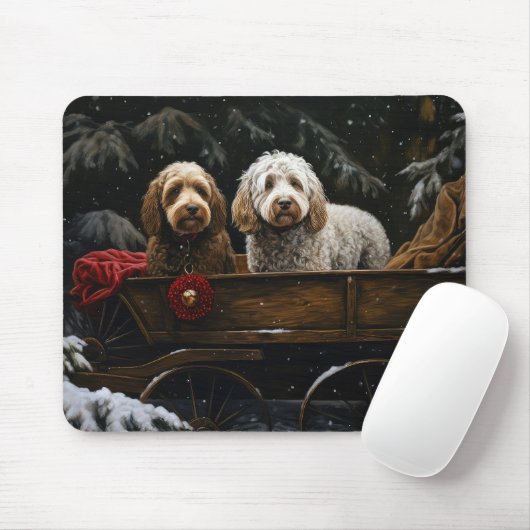 Cockapoo Snowy Sleigh Kerst Decor Muismat (Met muis)
