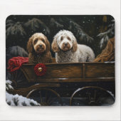 Cockapoo Snowy Sleigh Kerst Decor Muismat (Voorkant)