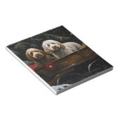 Cockapoo Snowy Sleigh Kerst Decor Notitieblok (Schuin)