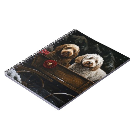 Cockapoo Snowy Sleigh Kerst Decor Notitieboek (Linkerzijde)