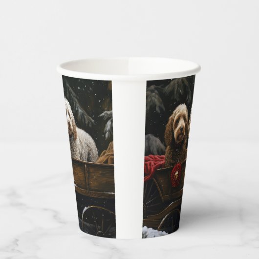 Cockapoo Snowy Sleigh Kerst Decor Papieren Bekers (Links)