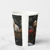 Cockapoo Snowy Sleigh Kerst Decor Papieren Bekers (Rechts)