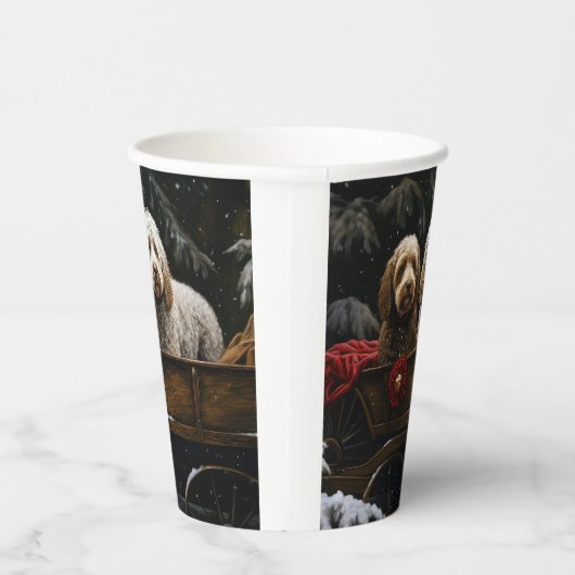 Cockapoo Snowy Sleigh Kerst Decor Papieren Bekers (Rechts)