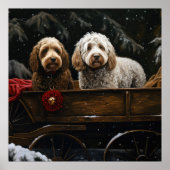 Cockapoo Snowy Sleigh Kerst Decor Poster (Voorkant)