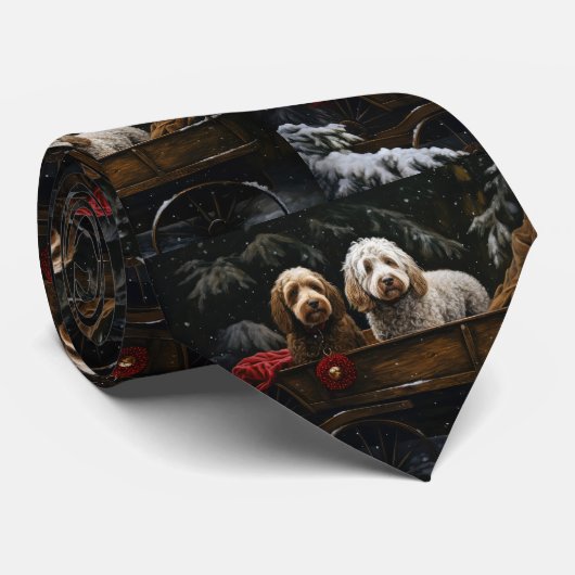 Cockapoo Snowy Sleigh Kerst Decor Stropdas (Opgerold)
