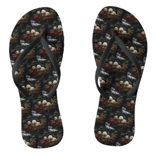 Cockapoo Snowy Sleigh Kerst Decor Teenslippers