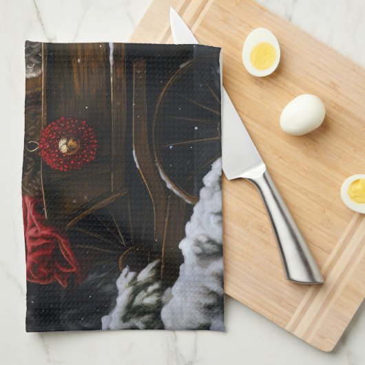 Cockapoo Snowy Sleigh Kerst Decor Theedoek (Quarter Fold)