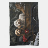 Cockapoo Snowy Sleigh Kerst Decor Theedoek (Verticaal)