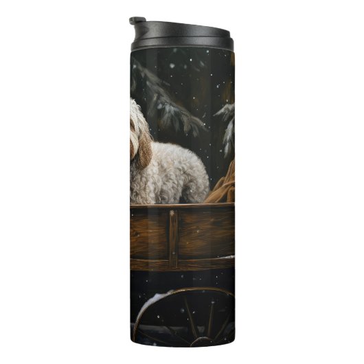 Cockapoo Snowy Sleigh Kerst Decor Thermosbeker (Geroteerd rechts)