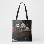Cockapoo Snowy Sleigh Kerst Decor Tote Bag (Voorkant)