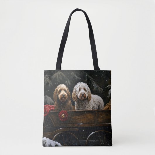 Cockapoo Snowy Sleigh Kerst Decor Tote Bag (Voorkant)