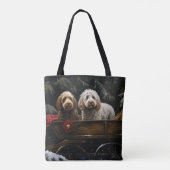 Cockapoo Snowy Sleigh Kerst Decor Tote Bag (Achterkant)