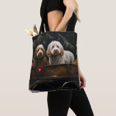 Cockapoo Snowy Sleigh Kerst Decor Tote Bag (Dichtbij)
