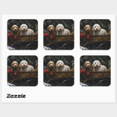 Cockapoo Snowy Sleigh Kerst Decor Vierkante Sticker (Vel)