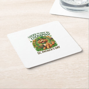 Cockapoo St. Patrick's Day GeluksHond Pot met Goud Kartonnen Onderzetters
