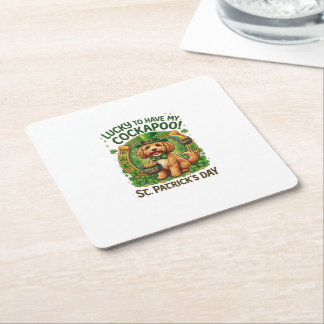 Cockapoo St. Patrick's Day GeluksHond Pot met Goud Kartonnen Onderzetters