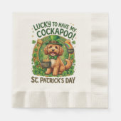 Cockapoo St. Patrick's Day GeluksHond Pot met Goud Servet (Voorkant)