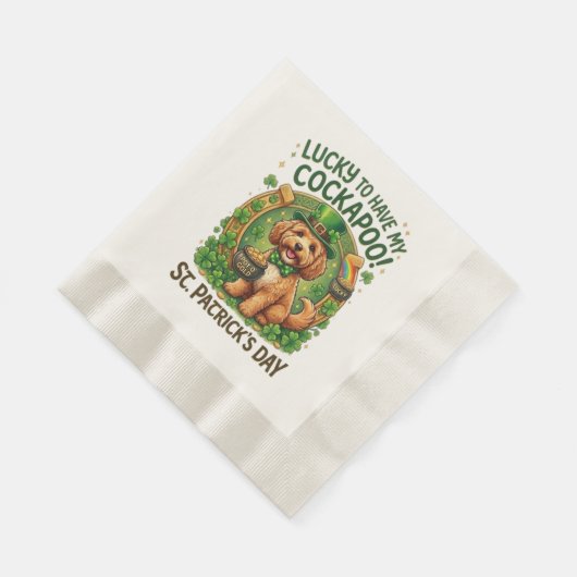 Cockapoo St. Patrick's Day GeluksHond Pot met Goud Servet (Hoek)