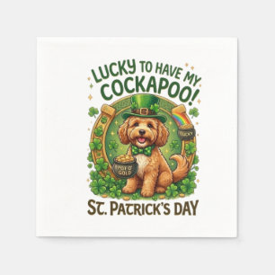 Cockapoo St. Patrick's Day GeluksHond Pot met Goud Servet