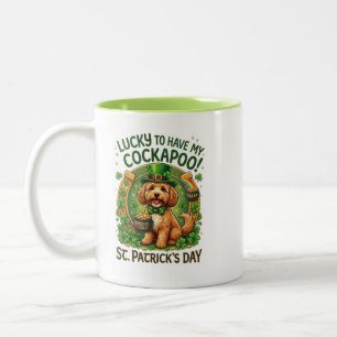 Cockapoo St. Patrick's Day GeluksHond Pot met Goud Tweekleurige Koffiemok