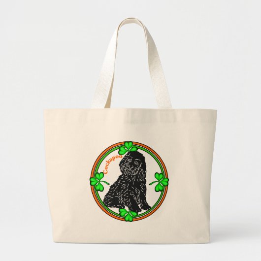 Cockapoo St Patrick's Day Grote Tote Bag (Voorkant)