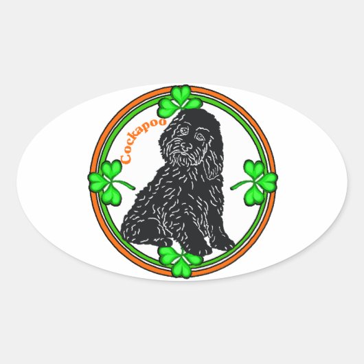 Cockapoo St Patrick's Day Ovale Sticker (Voorkant)