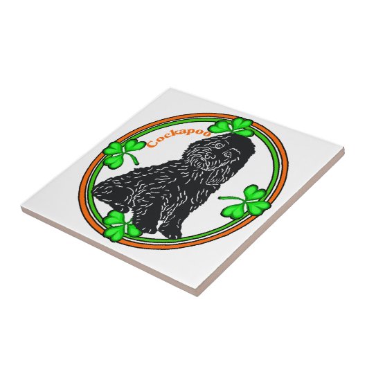 Cockapoo St Patrick's Day Tegeltje (Zijkant)