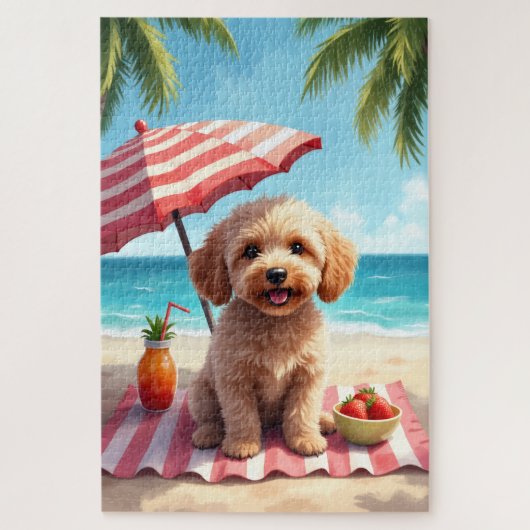 Cockapoo Strand Ontspanningsscène Legpuzzel (Verticaal)