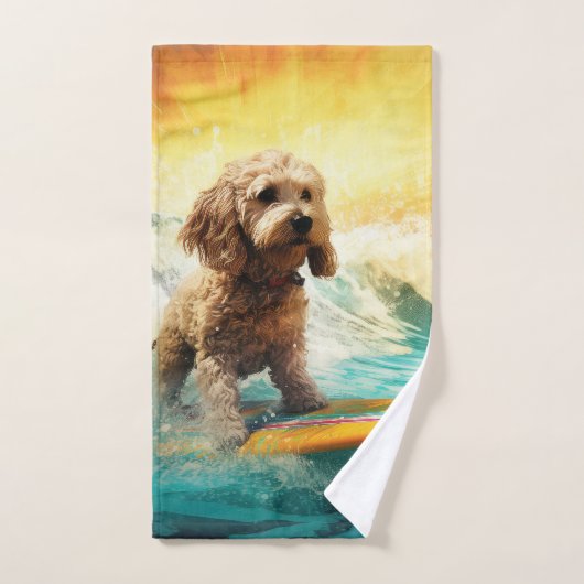 Cockapoo Strand Surfen Schilderij Bad Handdoek (Handdoek)