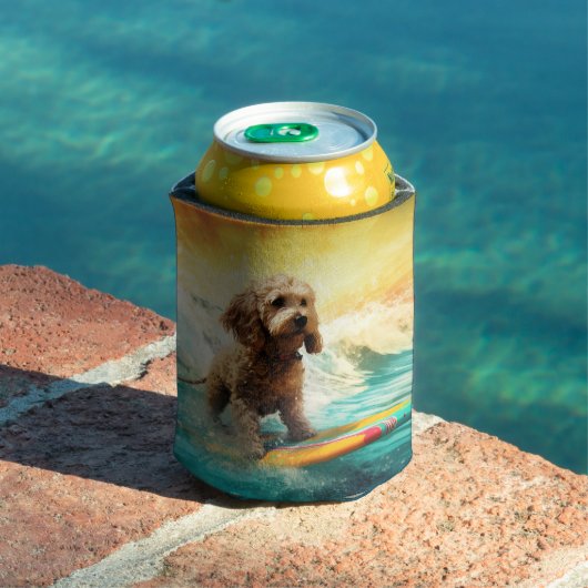 Cockapoo strand surfen schilderij blikjeskoeler (Insitu Zwembad)