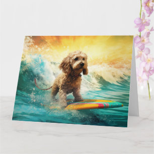 Cockapoo Strand Surfing Schilderij Kaart