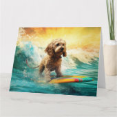 Cockapoo Strand Surfing Schilderij Kaart (Voorkant)
