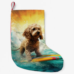 Cockapoo Strand Surfing Schilderij Kleine Kerstsok