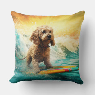 Cockapoo Strand Surfing Schilderij Kussen