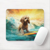 Cockapoo Strand Surfing Schilderij Muismat (Met muis)
