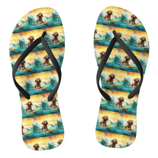 Cockapoo-strand surfsessie schilderij teenslippers (Voetbed)