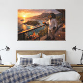 Cockapoo Sunset Canvas Art – Luxury Travel Dog Art Afdruk (Insitu (Slaapkamer))