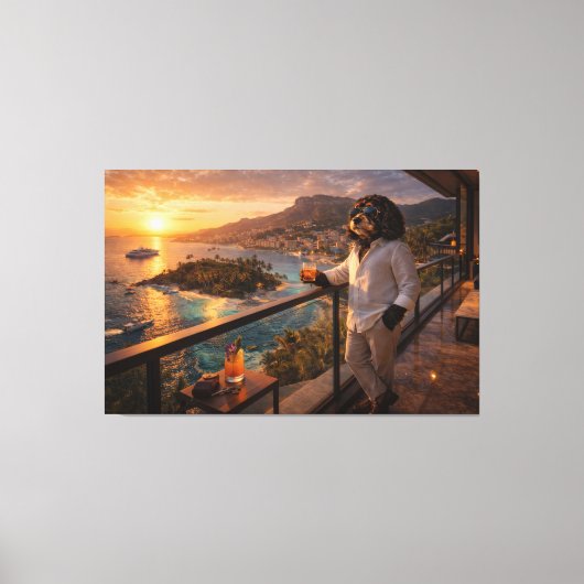 Cockapoo Sunset Canvas Art – Luxury Travel Dog Art Afdruk (Voorkant)